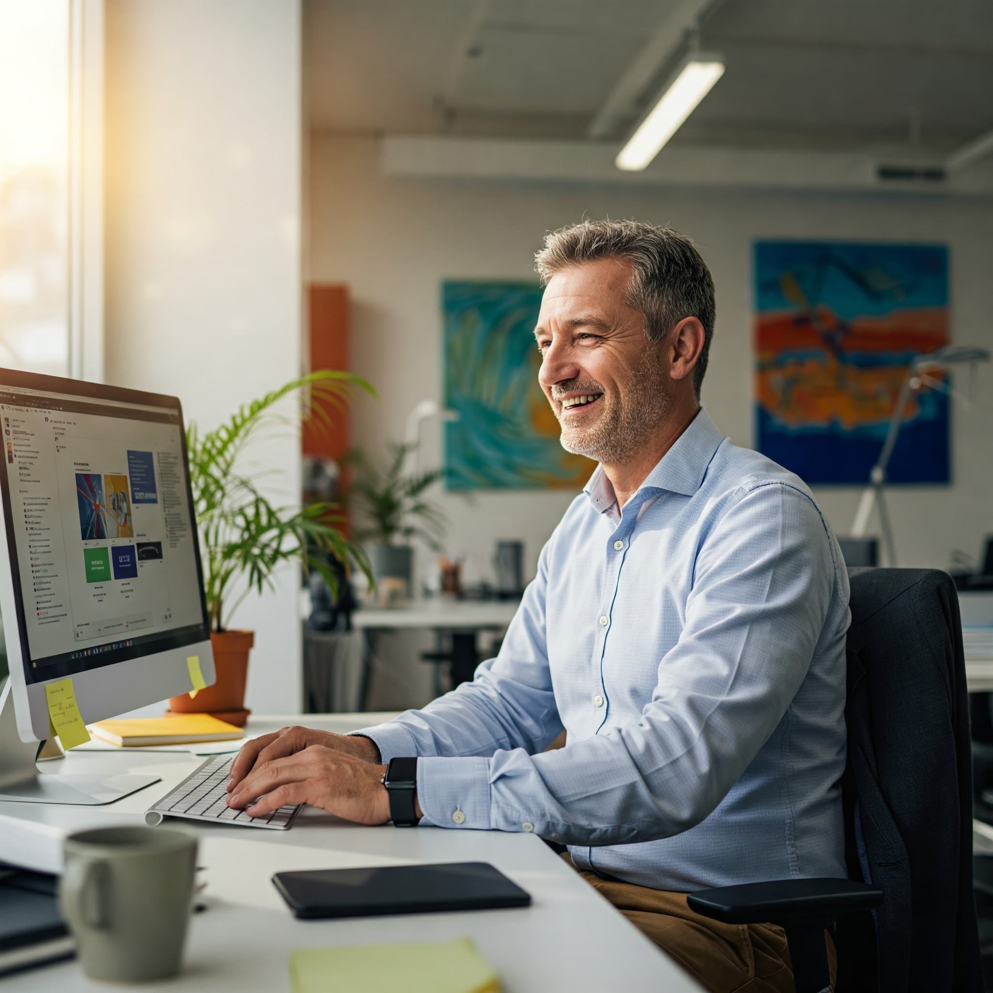 Happy employee working